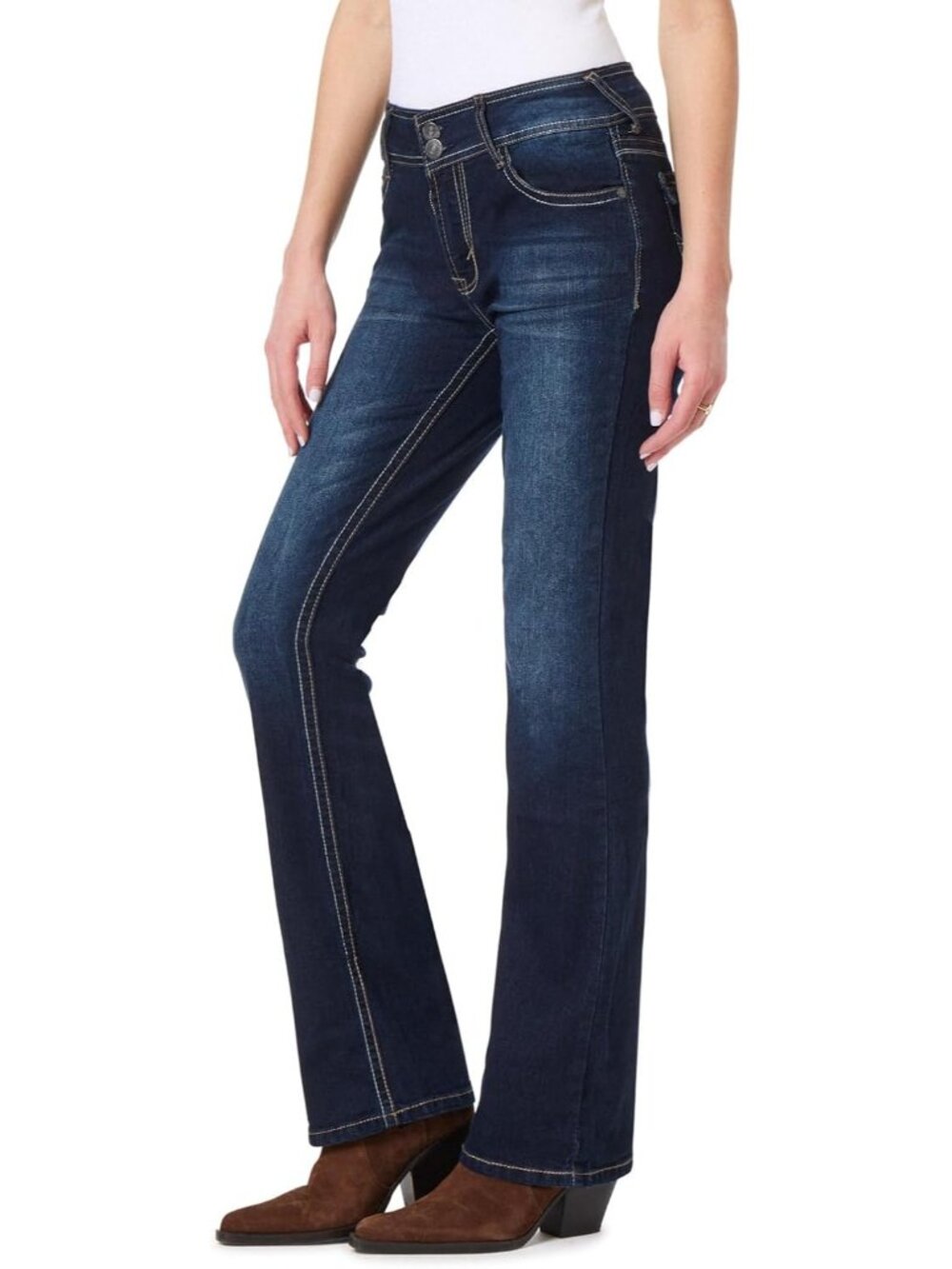 Women's Betsy Mid Rise Stretch Denim Trendy Classic Luscious Curvy Bootcut Jeans